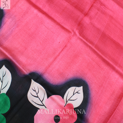 B23.Pure Pink Tussar Silk Saree