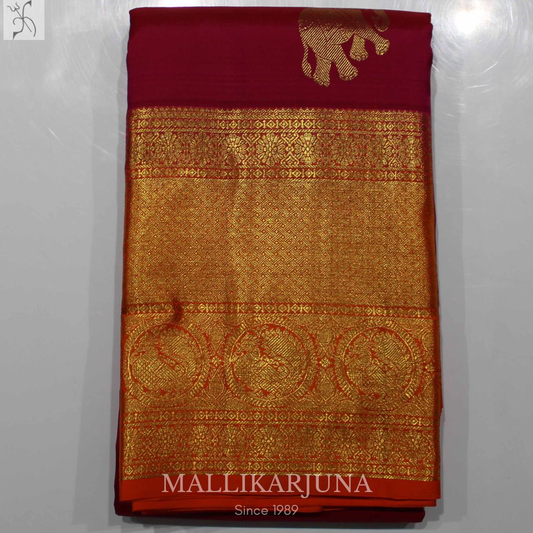 A19.Pure Pink Kanjivaram Butta silk saree