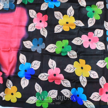 B23.Pure Pink Tussar Silk Saree