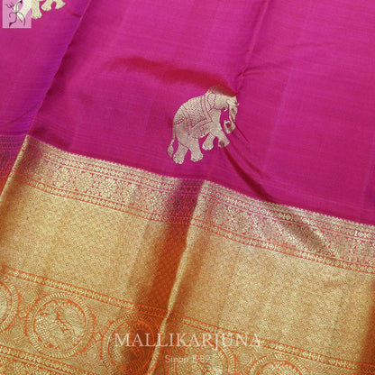 A19.Pure Pink Kanjivaram Butta silk saree