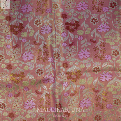 M134 Semi Kanjivaram Tissue Pink Pattu Pavada