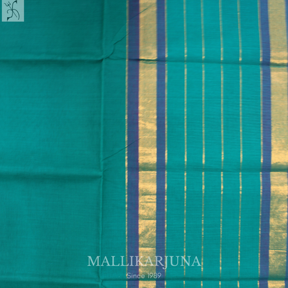 C53. Pure Rama Green Plain Venkatagiri Cotton Saree