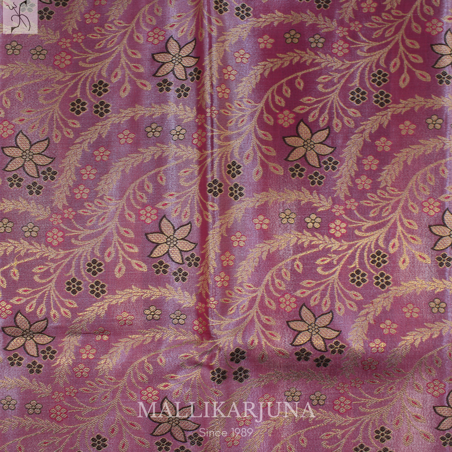 M135 Semi Kanjivaram Tissue Pink Pattu Pavada