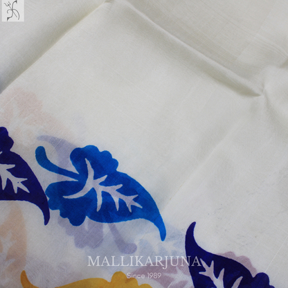 B25.Pure white Tussar Silk Saree
