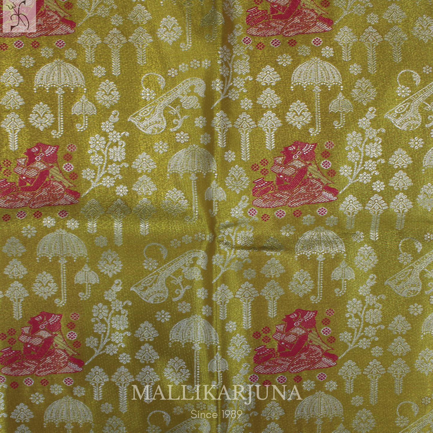 M136 Semi Kanjivaram Tissue Mustard Pattu Pavada