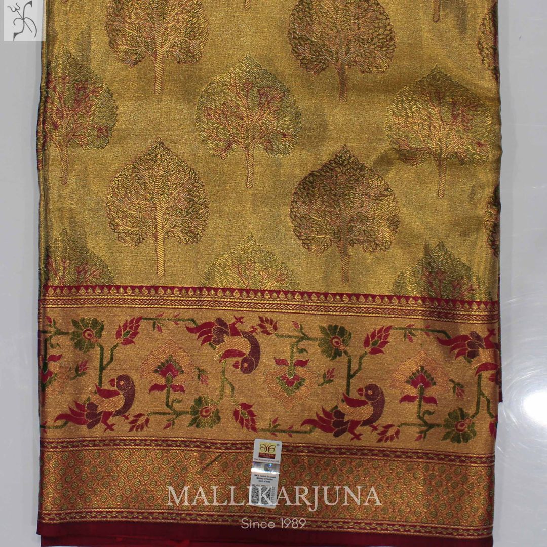 A09.Pure Tissue Gold kanjivaram Silk Saree