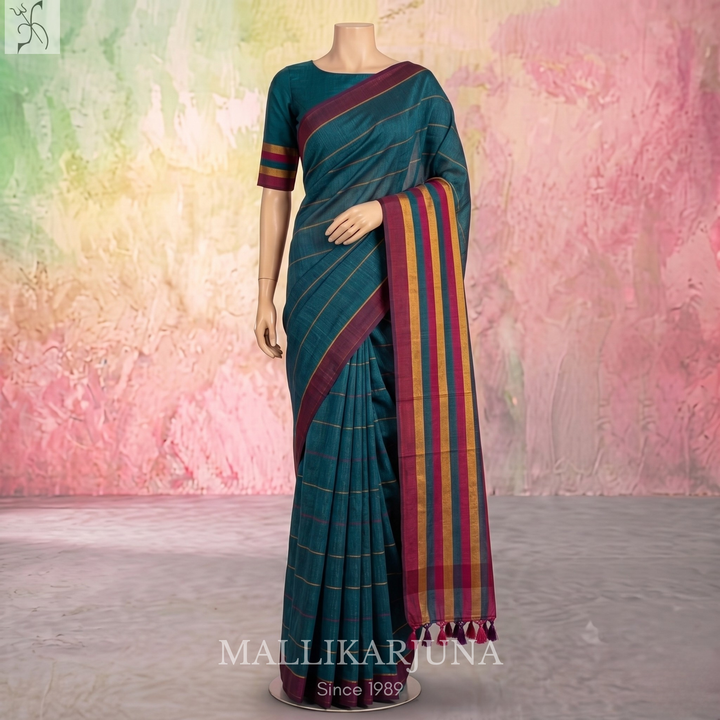 D104  Rama Green Mangalagiri Saree