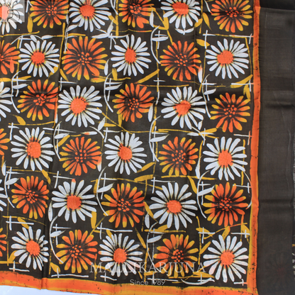 B26. Pure Brown/White (half & half )Tussar Silk Saree