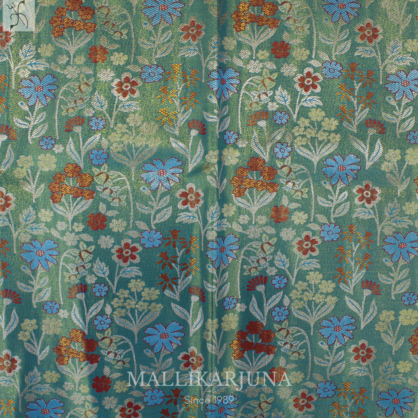 M137 Semi Kanjivaram Tissue Sky blue Pattu Pavada