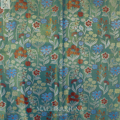 M137 Semi Kanjivaram Tissue Sky blue Pattu Pavada