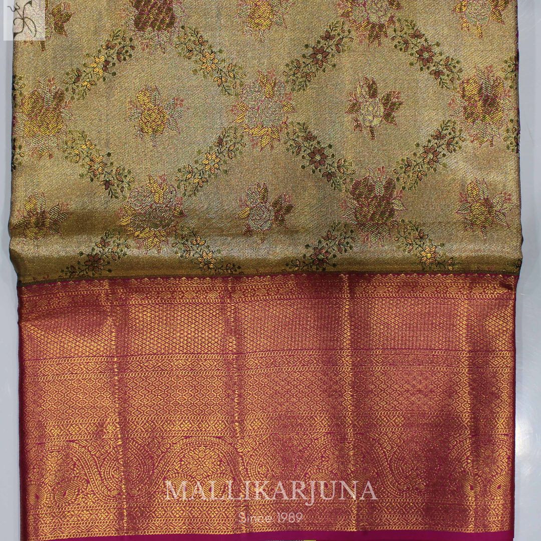 A08.Pure Tissue Gold Meenakari Silk Saree