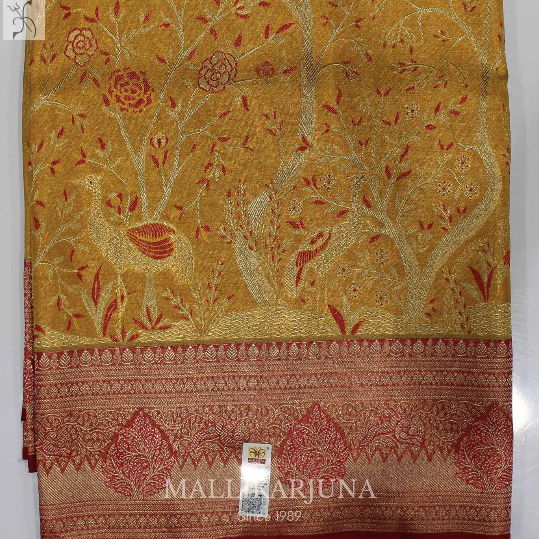 A07.Pure Tissue Yellow Meenakari Silk Saree