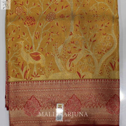 A07.Pure Tissue Yellow Meenakari Silk Saree
