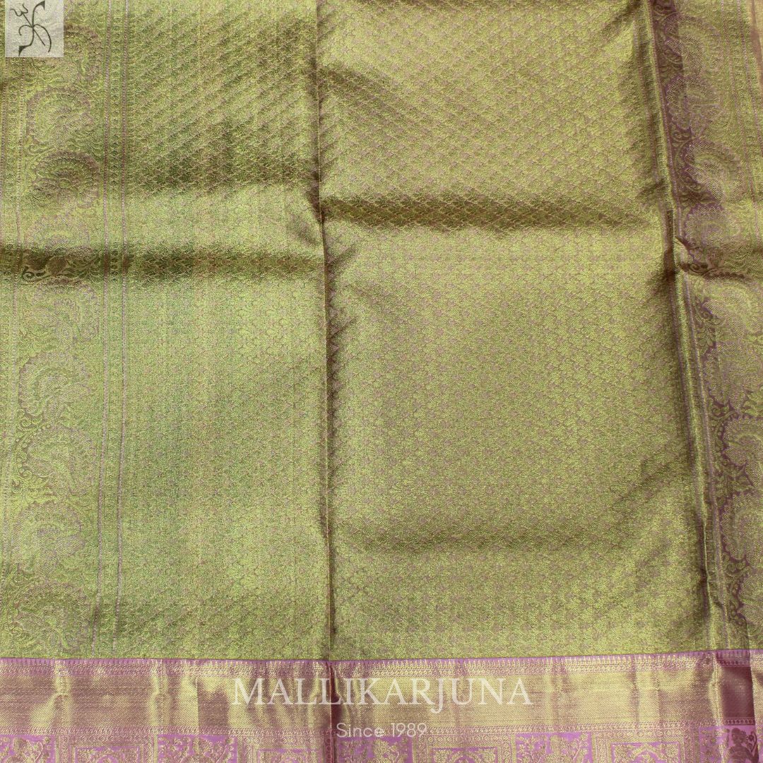 A05.Pure Tissue Green Kalankari Kanjivaram Silk Saree