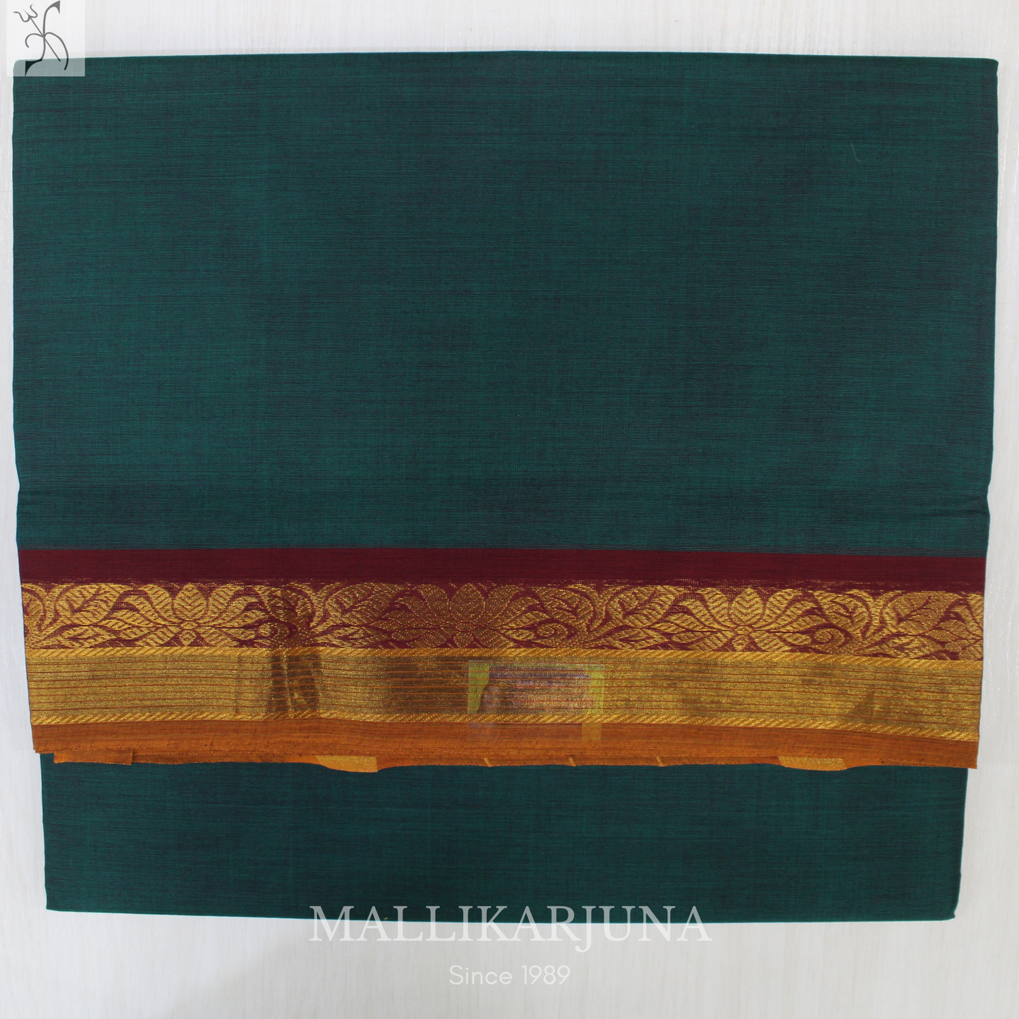 C56. Pure Dark Green Plain Venkatagiri Cotton Saree