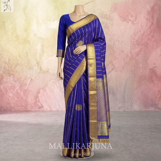 A15.pure Blue Kanjivaram Butta silk saree