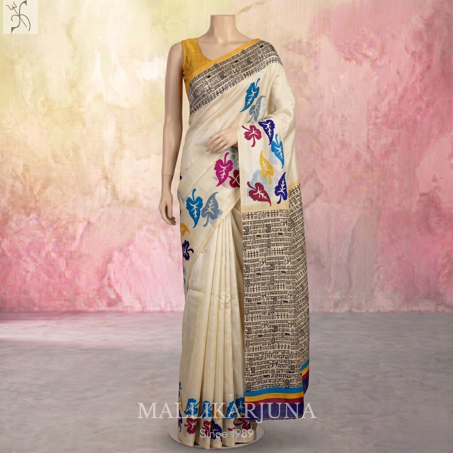 B25.Pure white Tussar Silk Saree