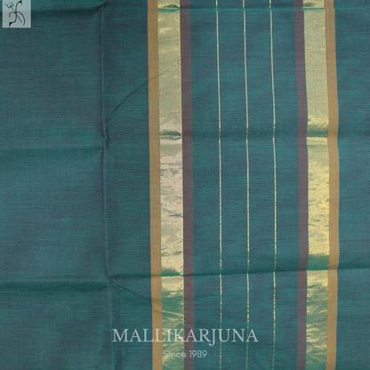 C56. Pure Dark Green Plain Venkatagiri Cotton Saree