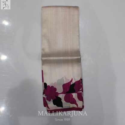B30.Pure White Tussar Silk Saree