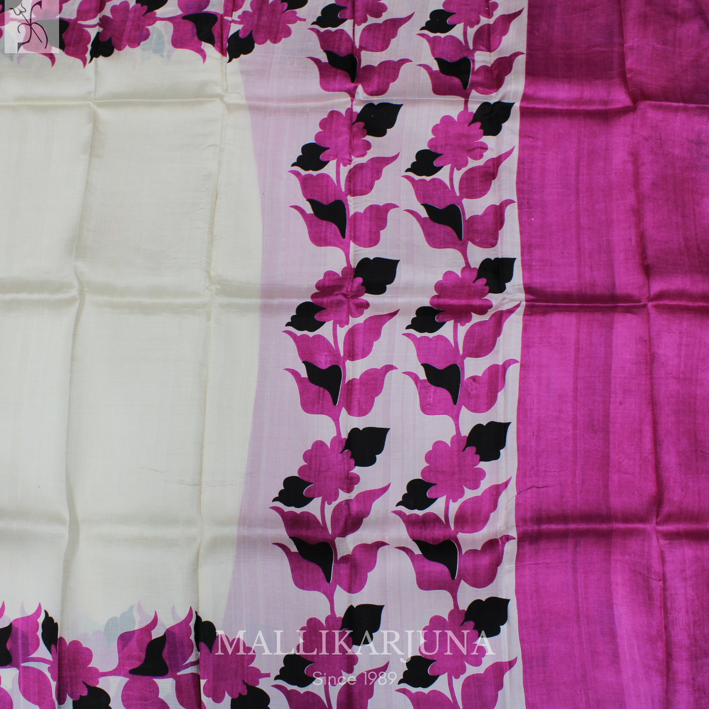 B30.Pure White Tussar Silk Saree