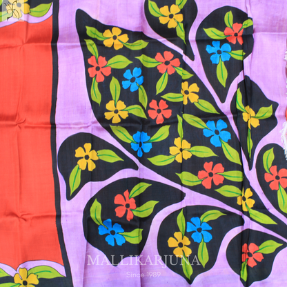 B31.Pure Red Tussar Silk Saree