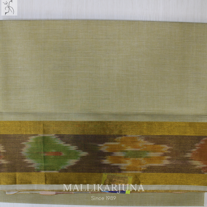 C60. Pure Cream Plain Venkatagiri Cotton Saree