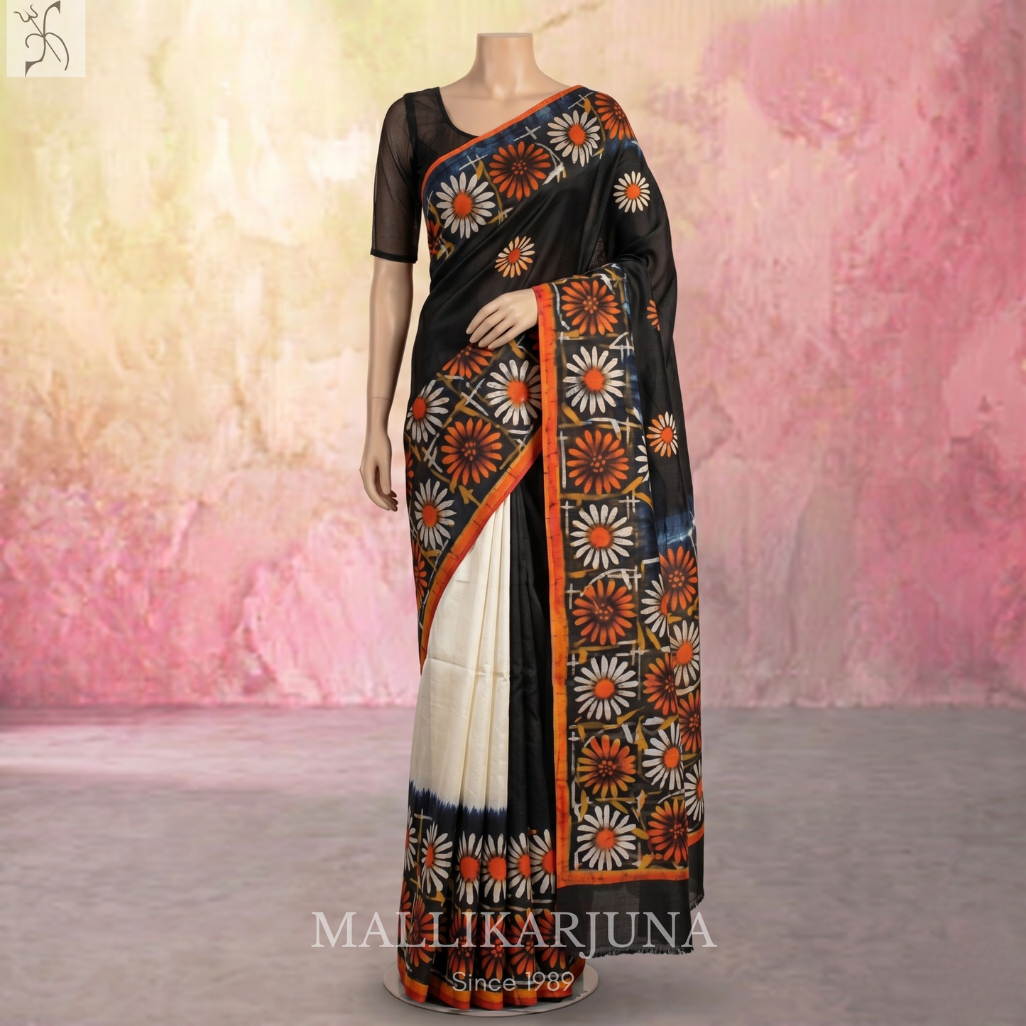 B26. Pure Brown/White (half & half )Tussar Silk Saree