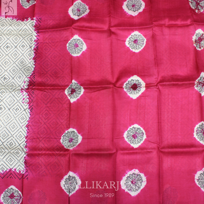 B32.Pure White Tussar Silk Saree