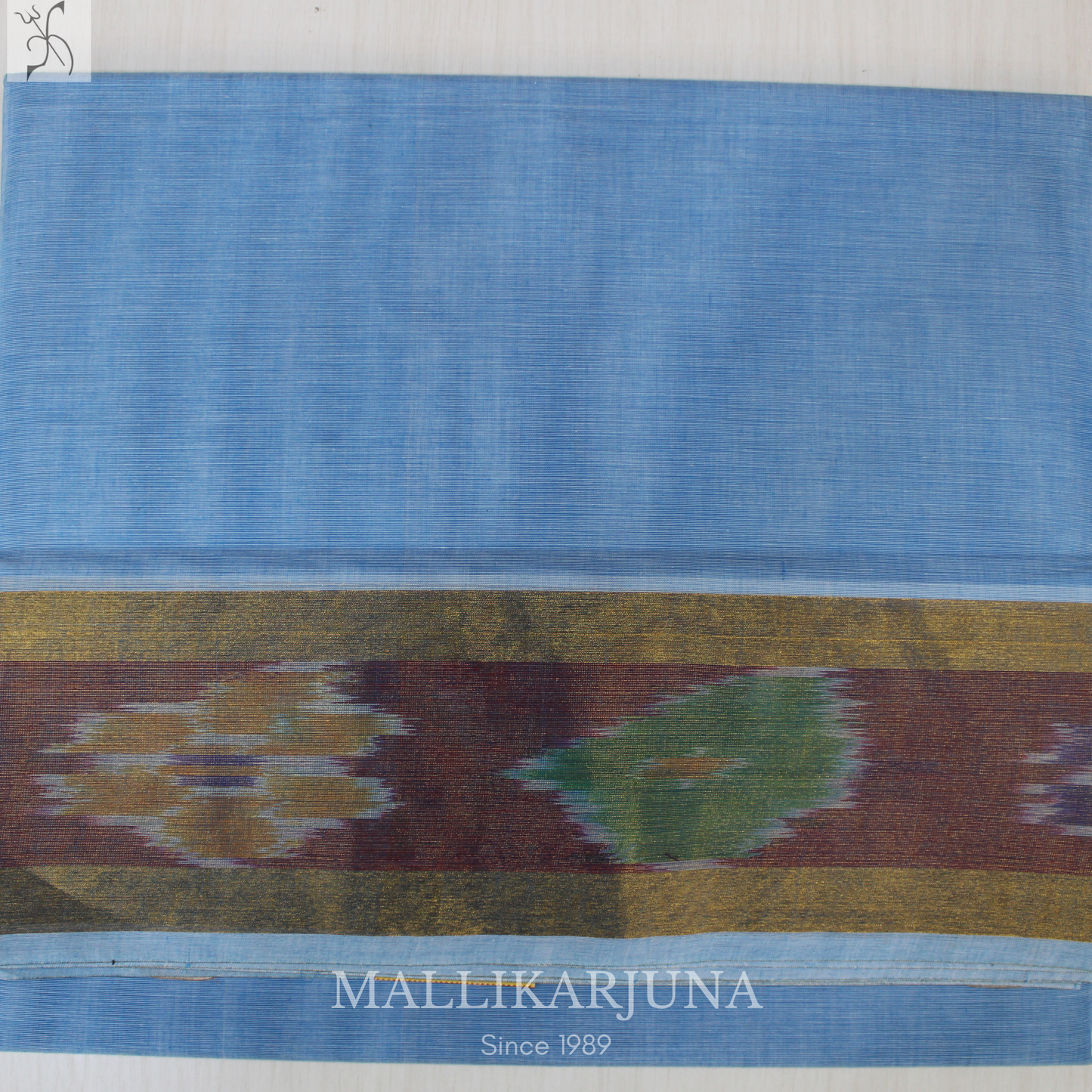 C63. Pure Sky Blue Plain Venkatagiri Cotton Saree
