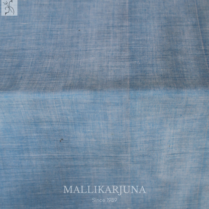 C63. Pure Sky Blue Plain Venkatagiri Cotton Saree