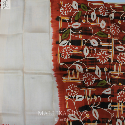 B33.Pure Orange/White(Half & half )Tussar Silk Saree