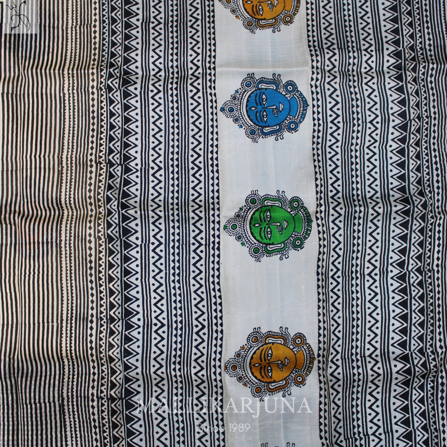 B35.Pure Cream Kalamkari Tussar Silk Saree