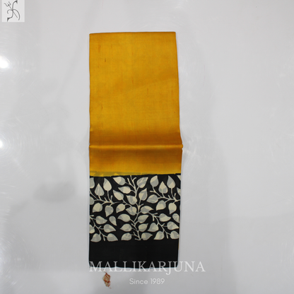 B36.Pure Yellow Tussar Silk Saree