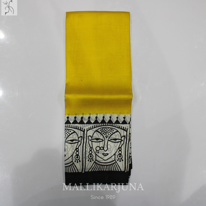 B37.Pure Yellow Tussar Silk Saree