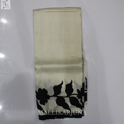 B38.Pure White Tussar Silk Saree