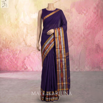 C59. Pure Violet Plain Venkatagiri Cotton Saree