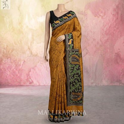 B28. Pure Yellow Tussar Silk Saree