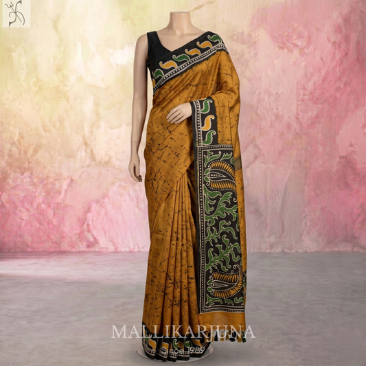 B28. Pure Yellow Tussar Silk Saree