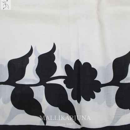 B38.Pure White Tussar Silk Saree