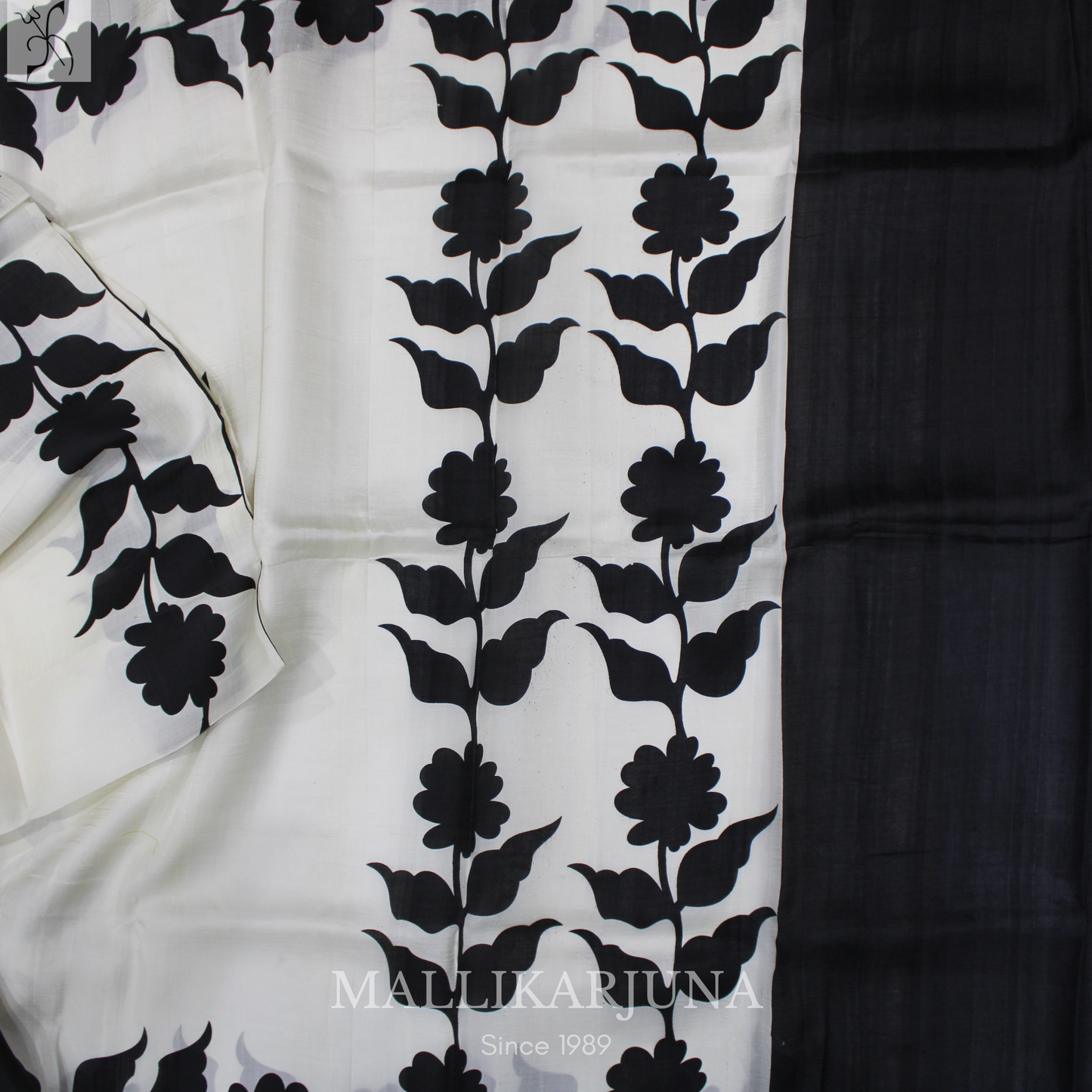 B38.Pure White Tussar Silk Saree