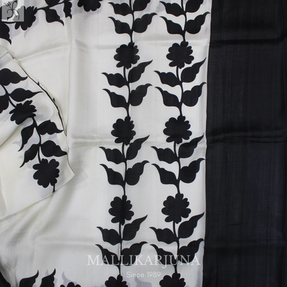 B38.Pure White Tussar Silk Saree
