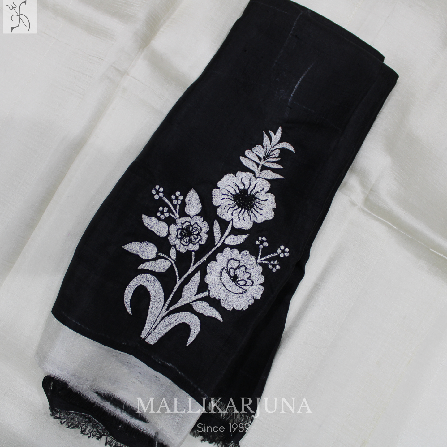 B38.Pure White Tussar Silk Saree