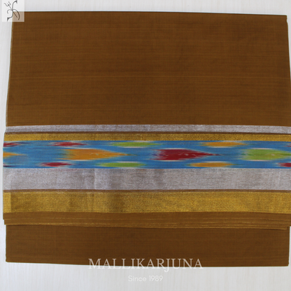 C68. Pure Brown Plain Venkatagiri Cotton Saree