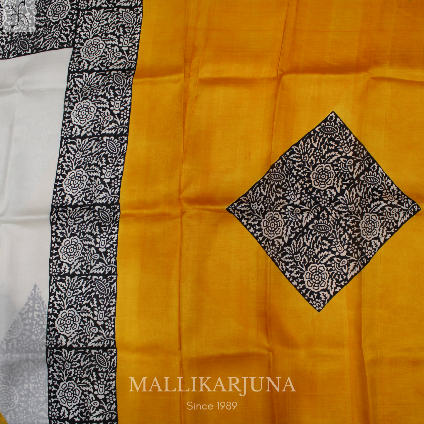 B39.Pure White/Yellow Tussar Silk Saree
